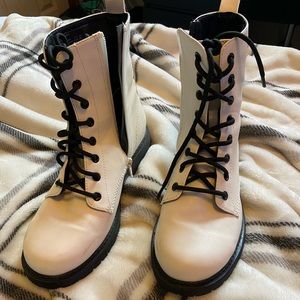 white combat boots